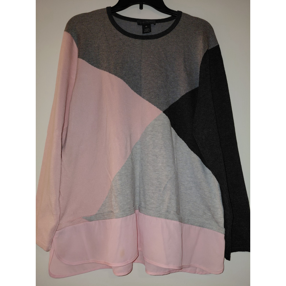 Ladies Investments Blouse Size XL, Pink and White, Business Casual